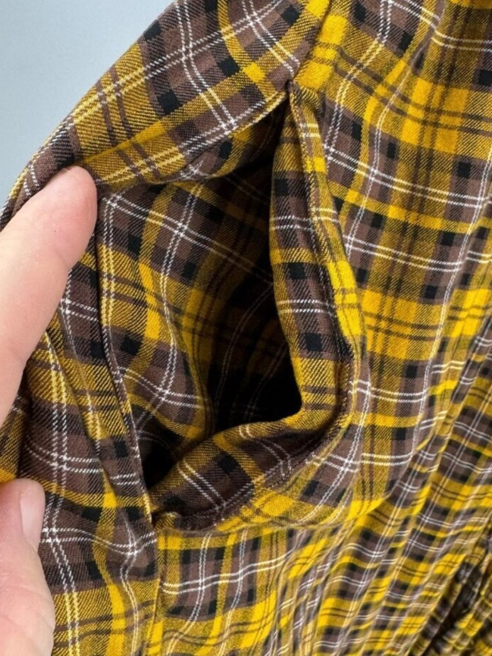 Anthropologie Dalton Wrap Dress Mustard Yellow Plaid Long Sleeve LP - Picture 9 of 9